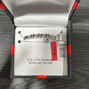 Sterling Silver 'Mom' Necklace with Diamonds